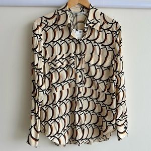 ZARA | NWT Beige Abstract Printed Button-Down Shirt